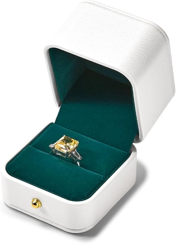 Detalle de Papten Caja de Regalo de Cuero Verde y Blanco