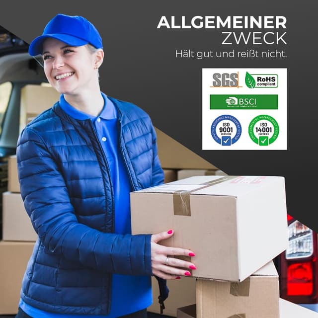 Detalle de Stick Well Verpackungsklebeband (braun) – Industrieklebeband für Pakete, 6 Rollen, 48 mm x 66 m