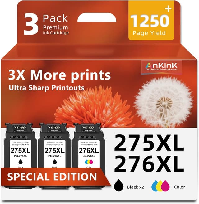 Detalle de ANKINK 275XL/276XL 3-Pack Compatible Ink Cartridges for Canon PIXMA TS & TR Printers