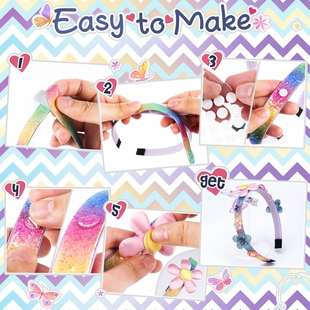 Detalle de CITSKY girls’ fashion craft kit (ages 6–12) – DIY flower hair accessory set