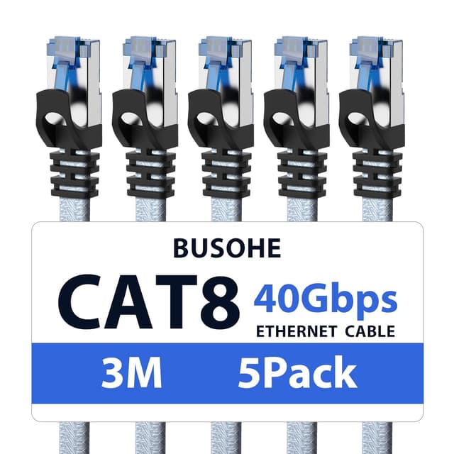 Detalle de BUSOHE Cat 8 LAN Kabel 3 m