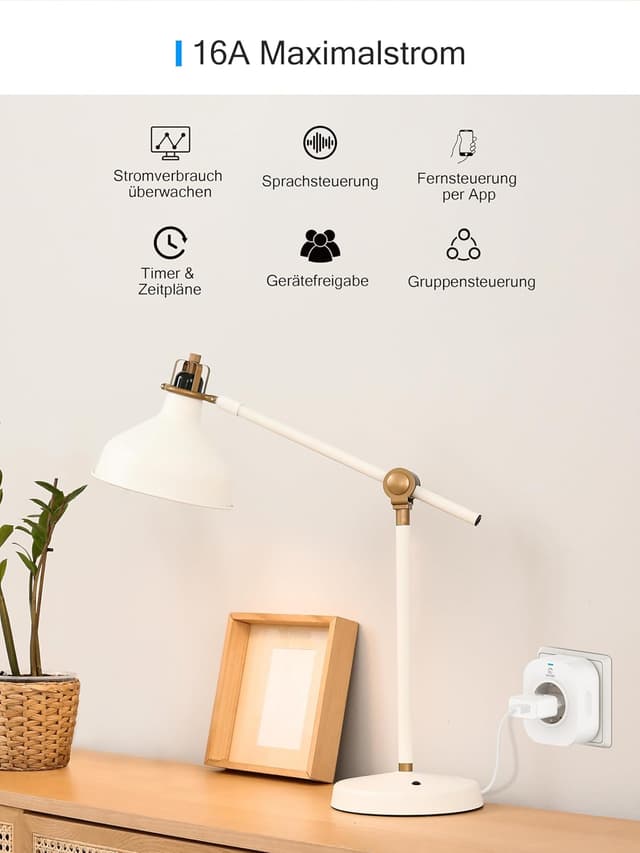 Detalle 2 de EIGHTREE WLAN Smart Alexa Steckdose mit Strommessung 16A
