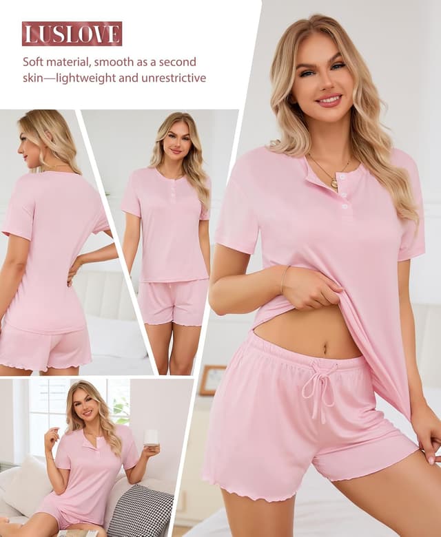 Detalle 2 de LUSLOVE Pyjama Kurz Damen Set für Sommer