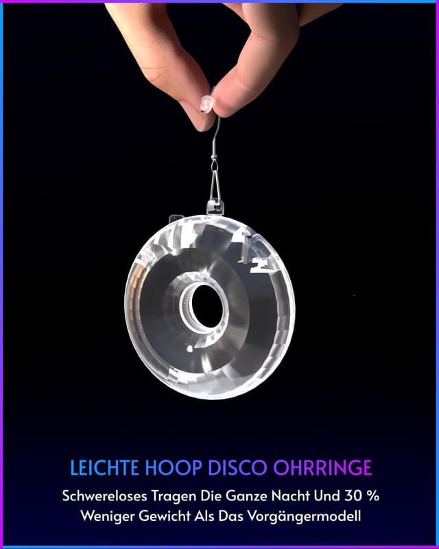 Detalle de LED Ohrringe „Rhombic Discokugel“ mit 16 Lichtmodi – USB-wiederaufladbar für Disco, Rave & Party
