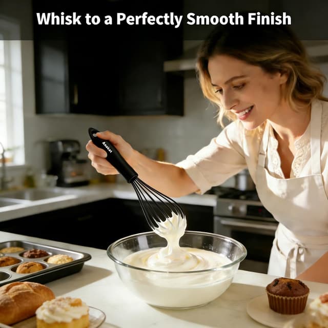 Detalle 2 de Anaeat Silicone Balloon Whisk Set (Black) – heat-resistant non-stick compatible milk, egg and batter whisk