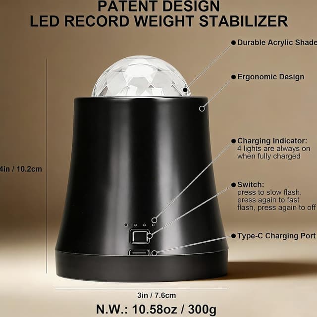 Detalle 2 de 300g Vinyl Record Clamp with LED lighting