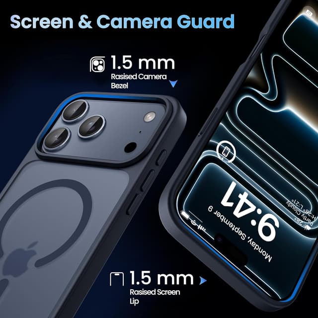 Detalle de CACOE Hülle für iPhone 17 Pro mit Kameraschutz, MagSafe-kompatibel (N52-Magneten, stoßfest)