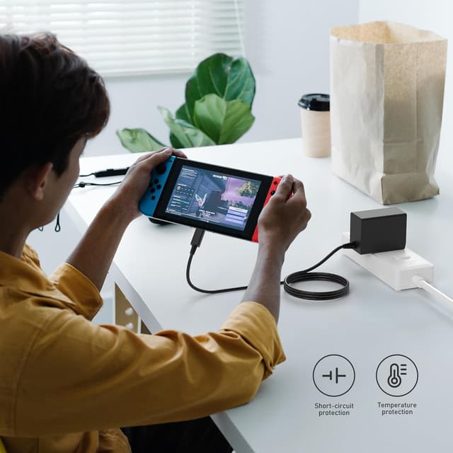 Detalle de Replacement 39W USB-C AC Adapter Charger for Nintendo Switch (Switch Lite/OLED) & Steam Deck Dock