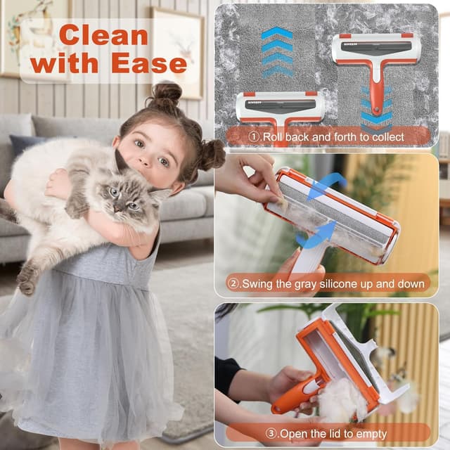 Thumbnail 3 de ACE2ACE Brosse Anti Poils Animaux Rouleau Orange