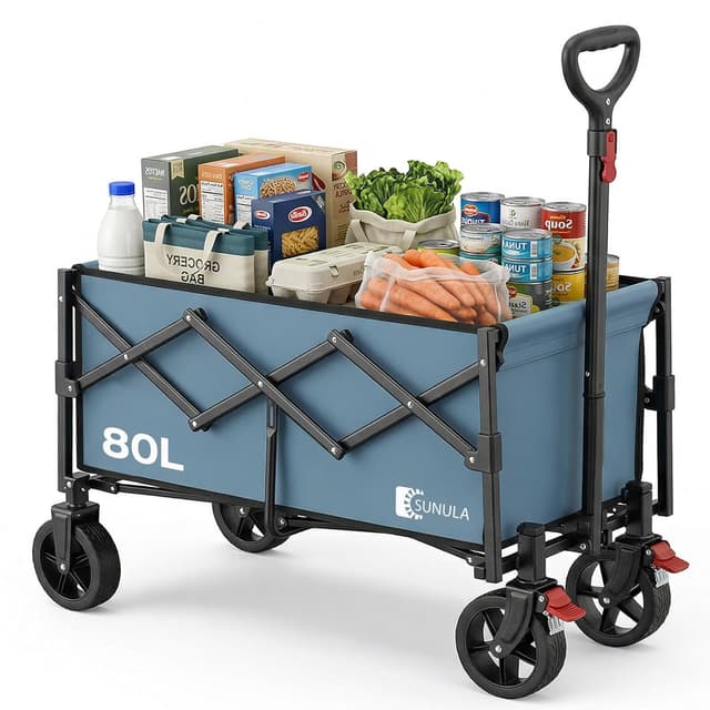 Detalle de SUNULA Carrello pieghevole piccolo 80L 100KG con freni, 5,8 kg (colore verde)