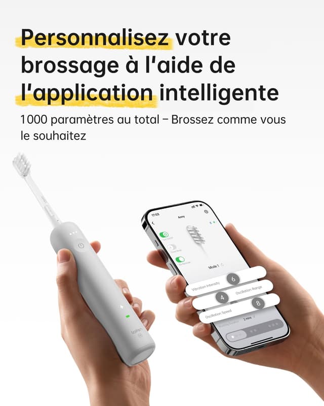 Detalle 2 de Laifen Wave Special — brosse à dents électrique sonique, oscillation 60°, autonomie jusqu’à 50 jours, 2 têtes de brossage, IP68 (gris mat)