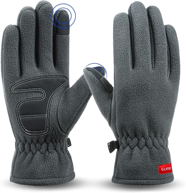 Detalle de Winter Thermal Fleece Gloves for Men – windproof, touchscreen and anti-slip palm