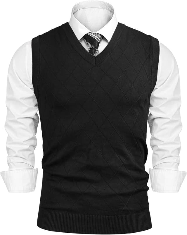 Detalle de Sykooria Pullunder Herren mit V-Ausschnitt – ärmellose Strickweste für Winter, Slim Fit (S–XXL)