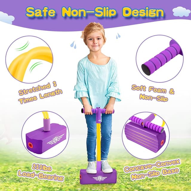 Detalle de Toyzey foam pogo sticks for girls and boys aged 3–12 with built-in squeaking sound