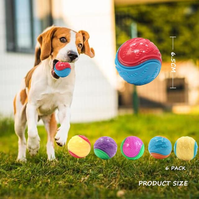 Thumbnail 1 de Irunfast 6Pcs Dog Balls 6.5cm Interactive Squeaky Pack