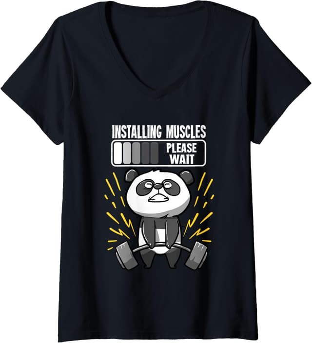 Detalle de T-shirt fitness col V panda muscles