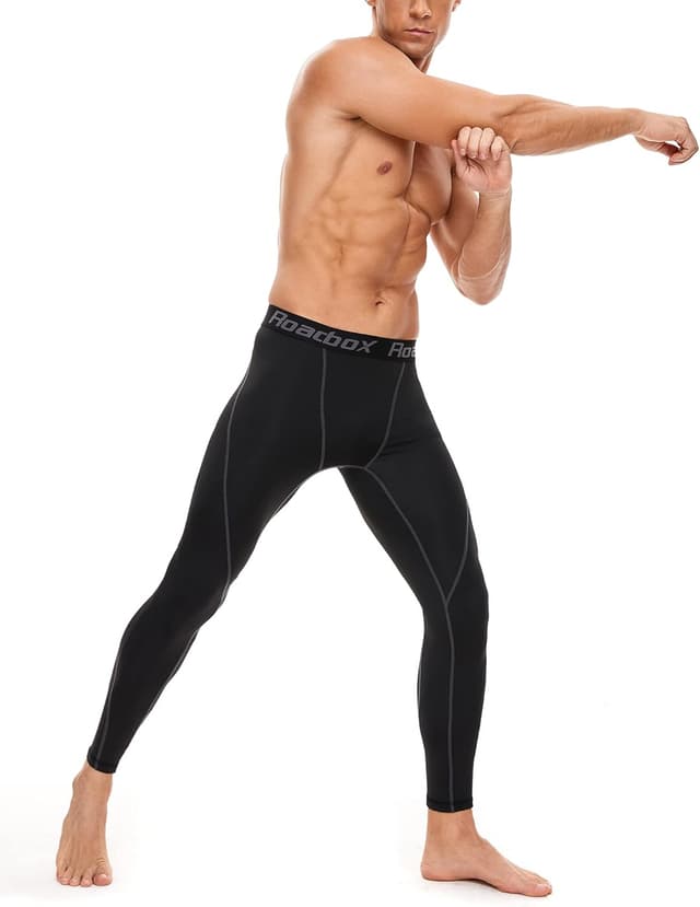 Detalle de Roadbox Men’s Compression Tights Leggings (1/2/3 Pack) Cool Dry Base Layer for Training, Gym, Running & Cycling