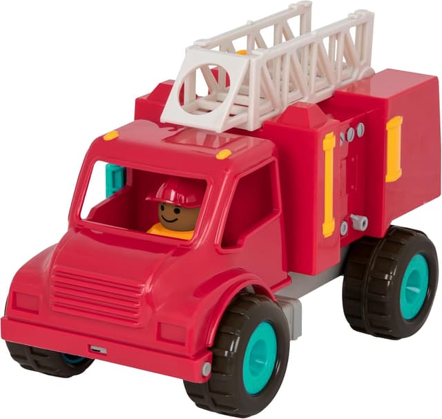 Detalle de Jouet camion de pompiers rouge Battat avec figurines et échelle – dès 18 mois