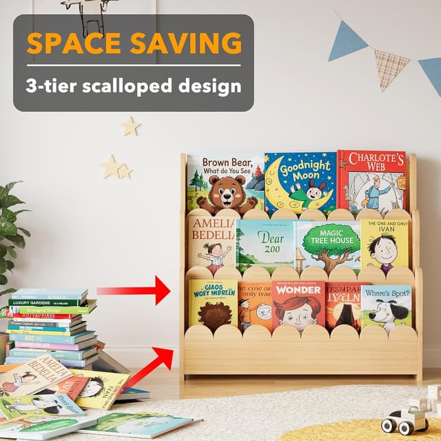 Thumbnail 5 de SpaceAid 3-Tier Scalloped Bookshelf 29.6"