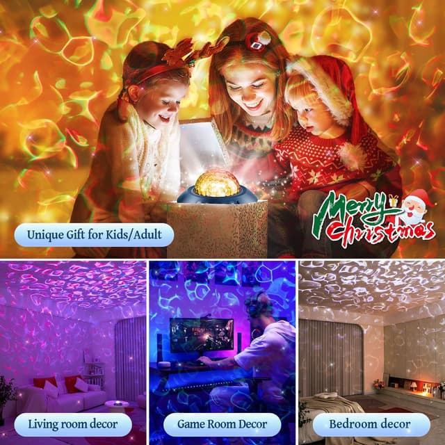 Thumbnail 6 de One Fire Galaxy-Projektor Sternenhimmel mit 45 Lichtmodi, 15 Sounds, HiFi-Bluetooth und Wasserwellen