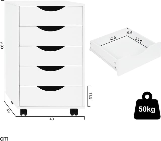 Detalle de WOLTU Rollcontainer mit 5 Schubladen