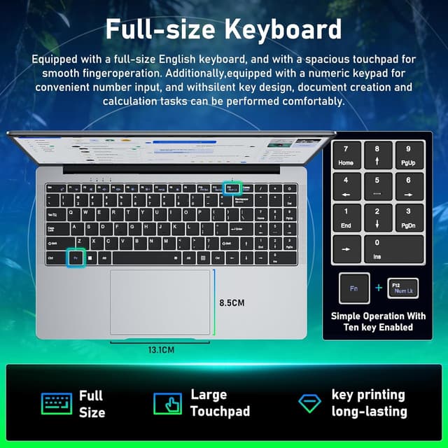 Thumbnail 4 de Brhona 15,6 pouces Ordinateur Portable Win11 Pro