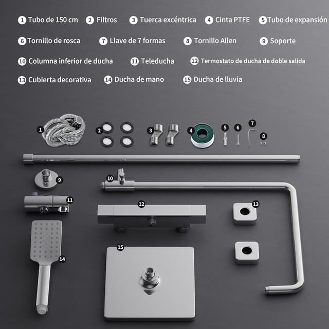 Thumbnail 5 de MORADO Column Ducha Termostática 22x22 cm