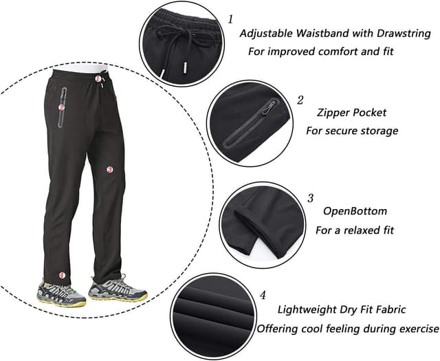 Detalle de EKLENTSON Men’s Lightweight Outdoor Hiking Jogger Trousers with Stretch & Zip Pockets