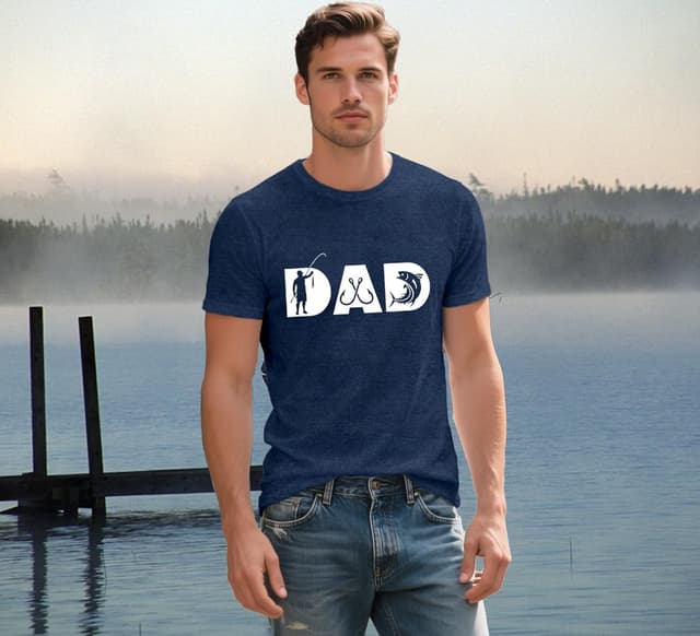 Detalle 2 de Qskall men’s fishing dad T-shirt – soft breathable fishy tee with relaxed fit