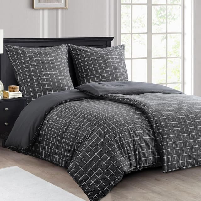 Detalle 2 de RUIKASI Bettwäsche 135x200 anthrazit, 4-teilig aus Mikrofaser (2 Bettbezüge + 2 Kissenbezüge 80x80) mit Reißverschluss