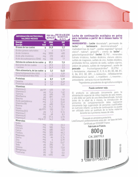 Detalle 2 de Babybio Optima 2 leche continuación 2,4 kg