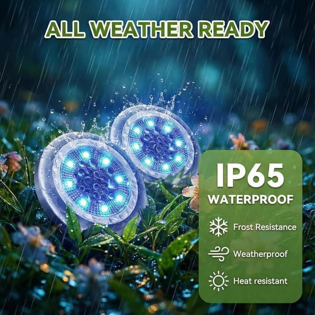Detalle de ZFITEI Solar Ground Lights Outdoor Garden (12-Pack) – Waterproof blue/white pathway stakes