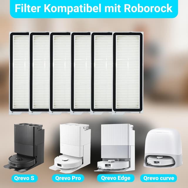 Detalle 2 de Bpbdzz Filter Zubehör für Roborock Qrevo 6er Set