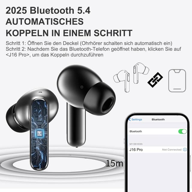 Detalle 2 de EXZHIG Kabellose In‑Ear Bluetooth 5.4 Kopfhörer, 30 Std. Spielzeit