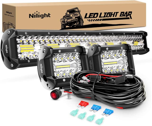 Detalle de Nilight 420W 20-Inch Triple Row Light Bar