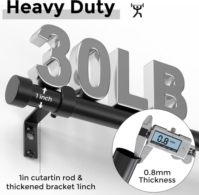 Thumbnail 2 de VOIIY Curtain Rods 36โ88" adjustable curtain rod ๐ช