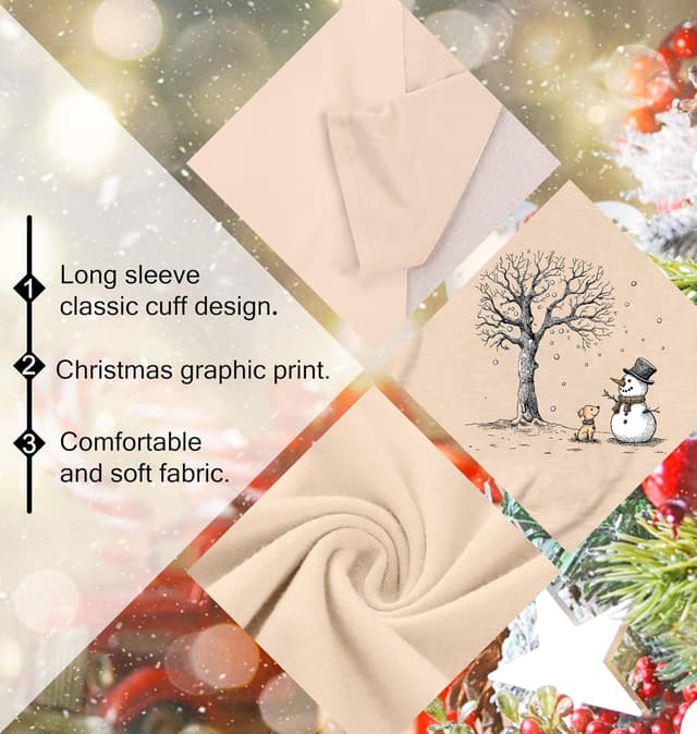 Detalle de tiorhooe Christmas long sleeve shirt for women (cute snowman crewneck)