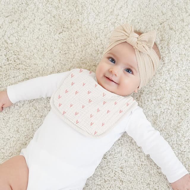 Detalle de Bearmoss Muslin Baby Dribble Bibs (100% Cotton) – Pack of 8 Bandana-Style Dribble & Teething Bibs