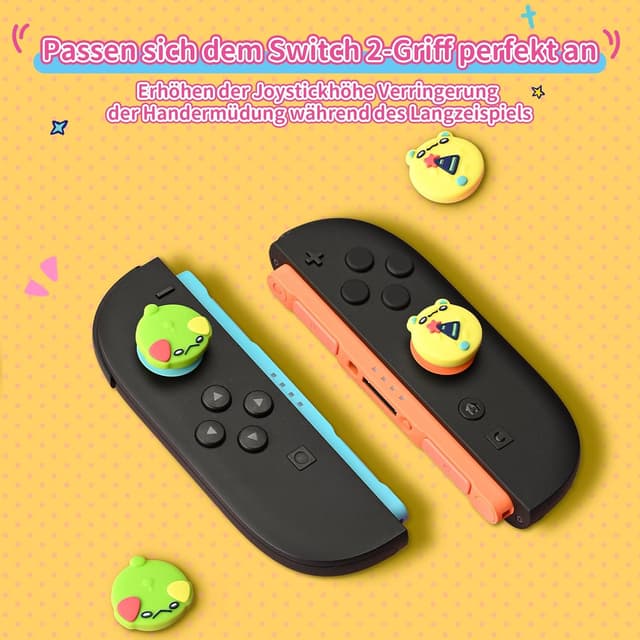 Detalle de GeekShare Silikon-Joystick-Kappen für Switch 2 – Thumbstick-Grips (4 Stück), rutschfest