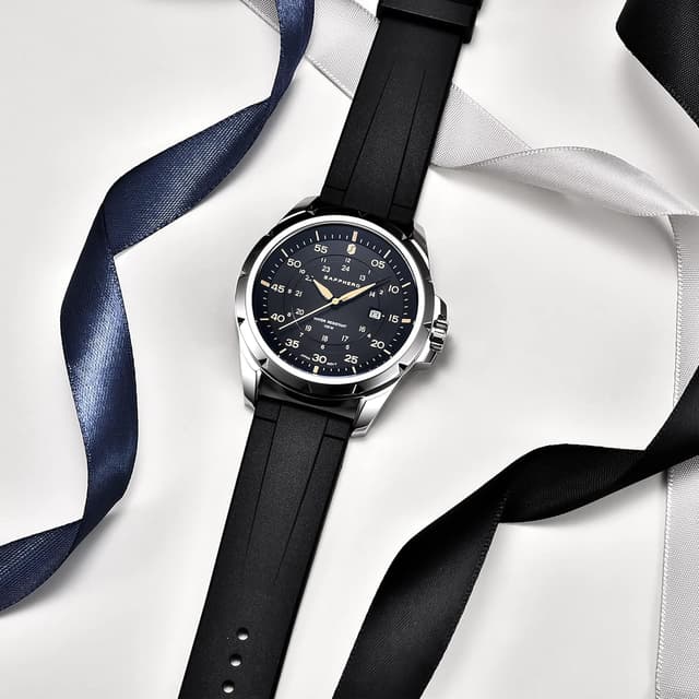 Detalle de SAPPHERO Herren-Silikon-Uhr mit 5-ATM-Wasserschutz und japanischem Quarzwerk