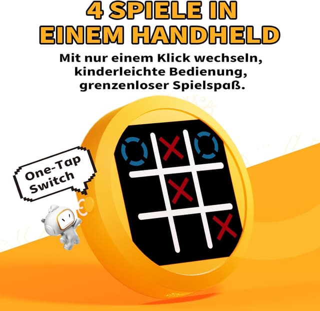 Detalle de Elektronisches Tic Tac Toe Spiel 4-in-1 Handheld‑Konsole – Reise‑Puzzlespiel mit Memory Flash & Maulwurf-Schlag