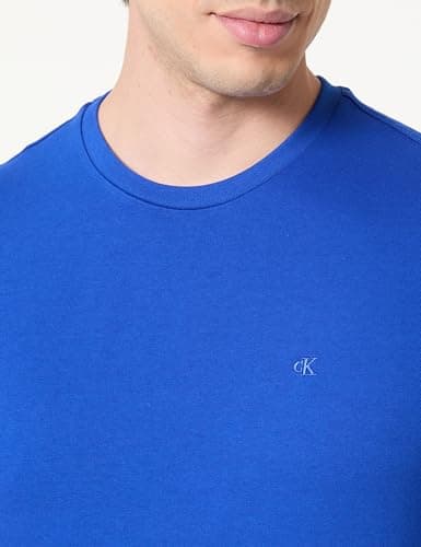 Detalle 2 de Calvin Klein Camiseta de manga corta para hombre Classic Monogram Tee con cuello redondo, azul Ocean Tides (M)