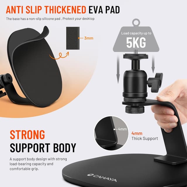 Detalle 2 de CAHAYA Desktop Projektorständer mit 1/4'' Schraubanschluss (bis 5 kg) und 360° Drehung – CY00375-1