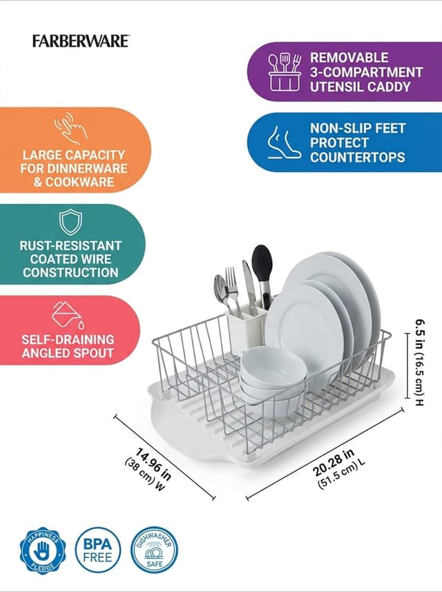Detalle 2 de Farberware Classic Large Rust-Resistant Dishrack 🧽