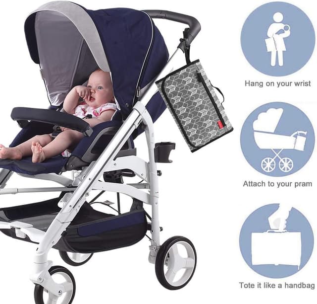 Thumbnail 4 de Lekebaby Portable Nappy Changing Mat with wipe pocket, grey