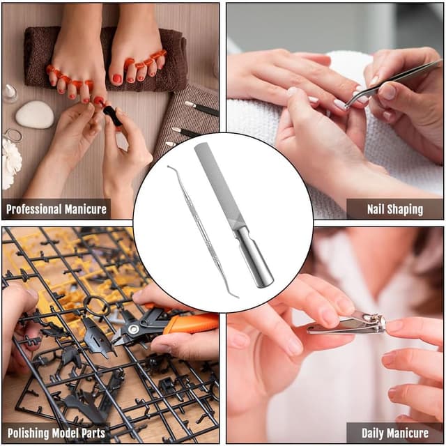 Thumbnail 6 de AUYAO Kit per unghie incarnite ai piedi (2 pezzi) con lima in acciaio inox e scovolino riutilizzabile