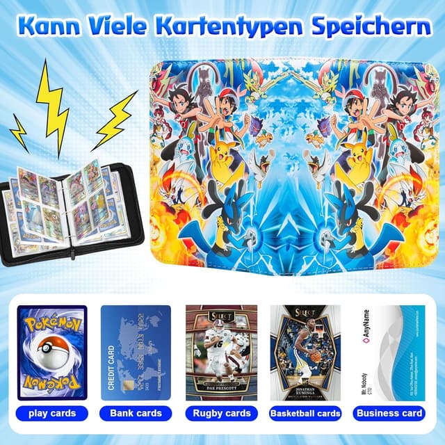 Detalle de Jntmakun Sammelalbum für Pokémon Karten (S400) – 50 Seiten, 400 Karten, wasserabweisendes PU