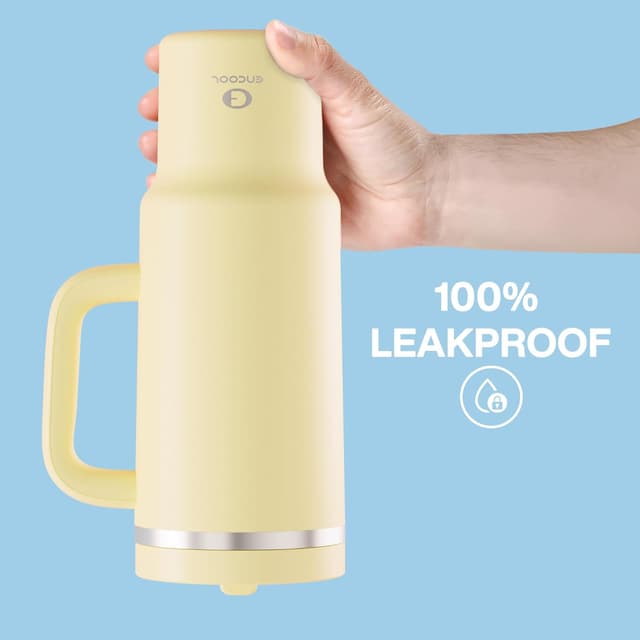 Detalle de ENCOOL 40 oz Tumbler with Handle and Straw (Stainless Steel Insulated, Leakproof) — Light Vanilla