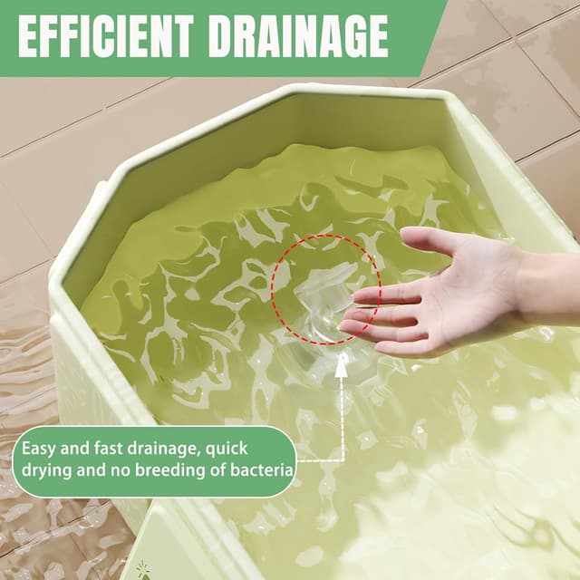 Detalle 2 de Vaiziya faltbare Badewanne für Kinder (0–8 Jahre) mit Ablassschraube, tragbares Duschbecken – grün
