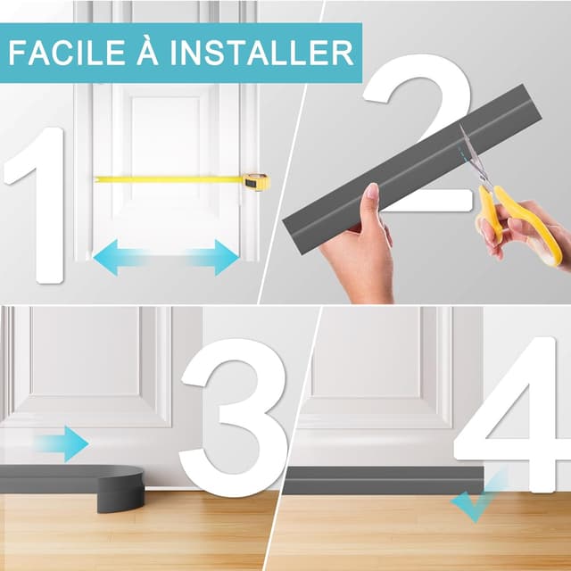 Thumbnail 6 de Beoguy Bas de porte anti-courant d’air et étanchéité (gris, 1M) – joint isolant et anti-bruit